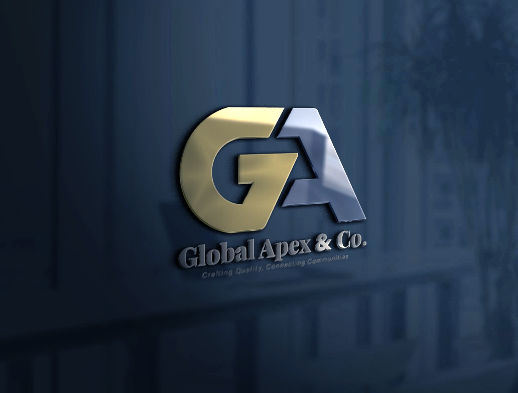 global apex 3d logo mockup on glass wall